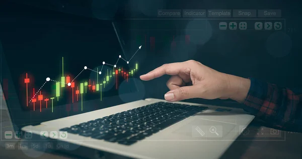 Business analysis, financial investment and technology concept. development to success and growing growth, analyzing financial graph on virtual screen